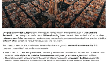 UGPplus. Enhanced Urban Greening Plans for Biodiversity Mainstreaming in Society