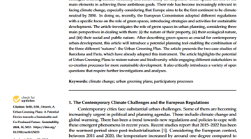 Urban Greening Plans: A Potential Device towards a Sustainable and Co-Produced Future 