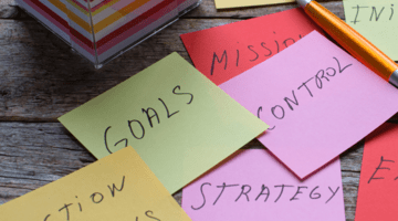 Plan Colorful post its outlining planning process